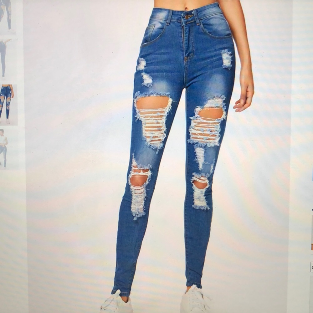 high waisted ripped jeans